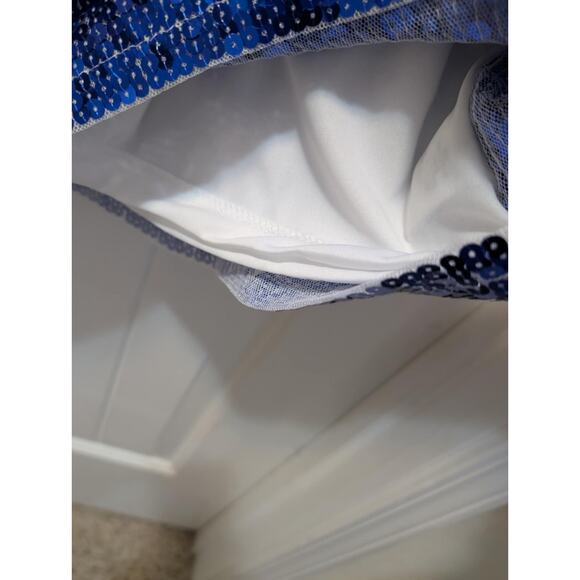 Fashion Nova Blue Sequins Jersey Game Time Party Shirt Dress Size L NWT! - Picture 6 of 10